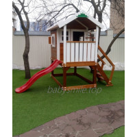 Деревянный домик для детей с горкой Spielplatz